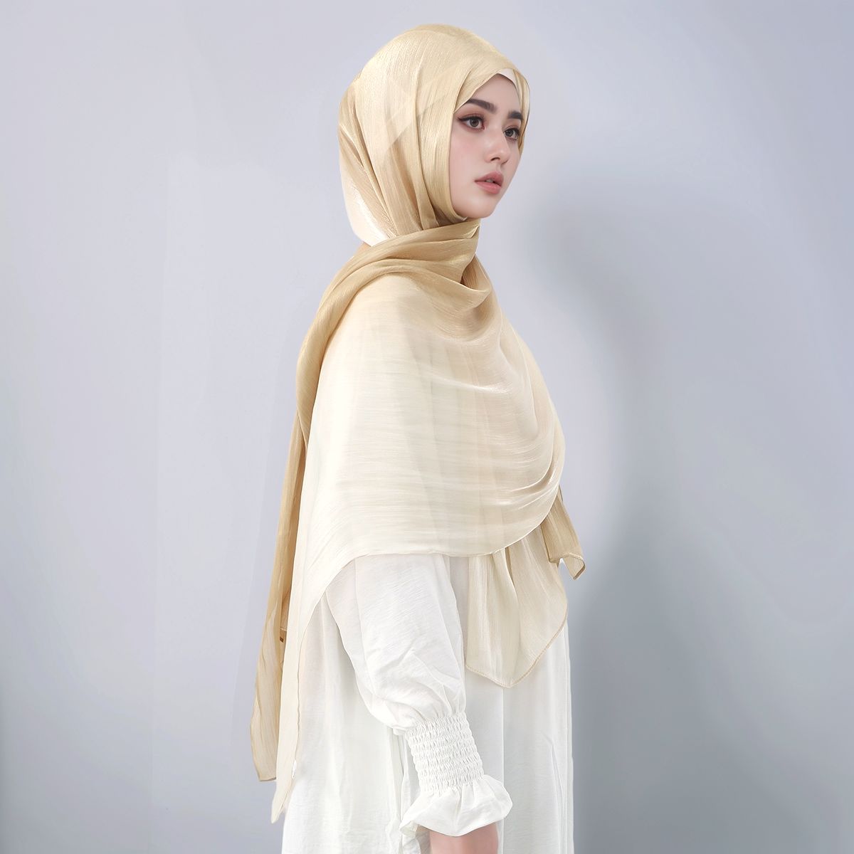 Gradient Twinkle Silk Hijab Sc - Head Wrap Turban 评论和价格