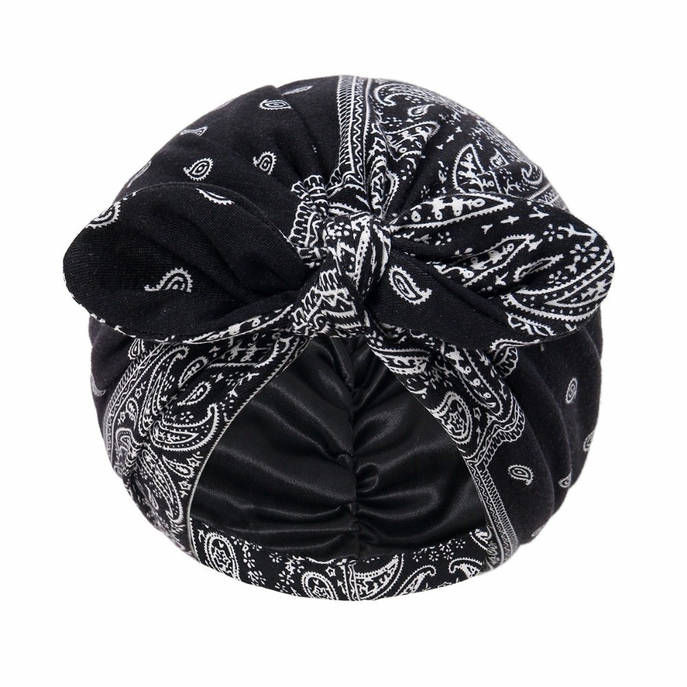Satin Lined Bandana Turban Hat - Bow Tie Pre Tied 评论和价格