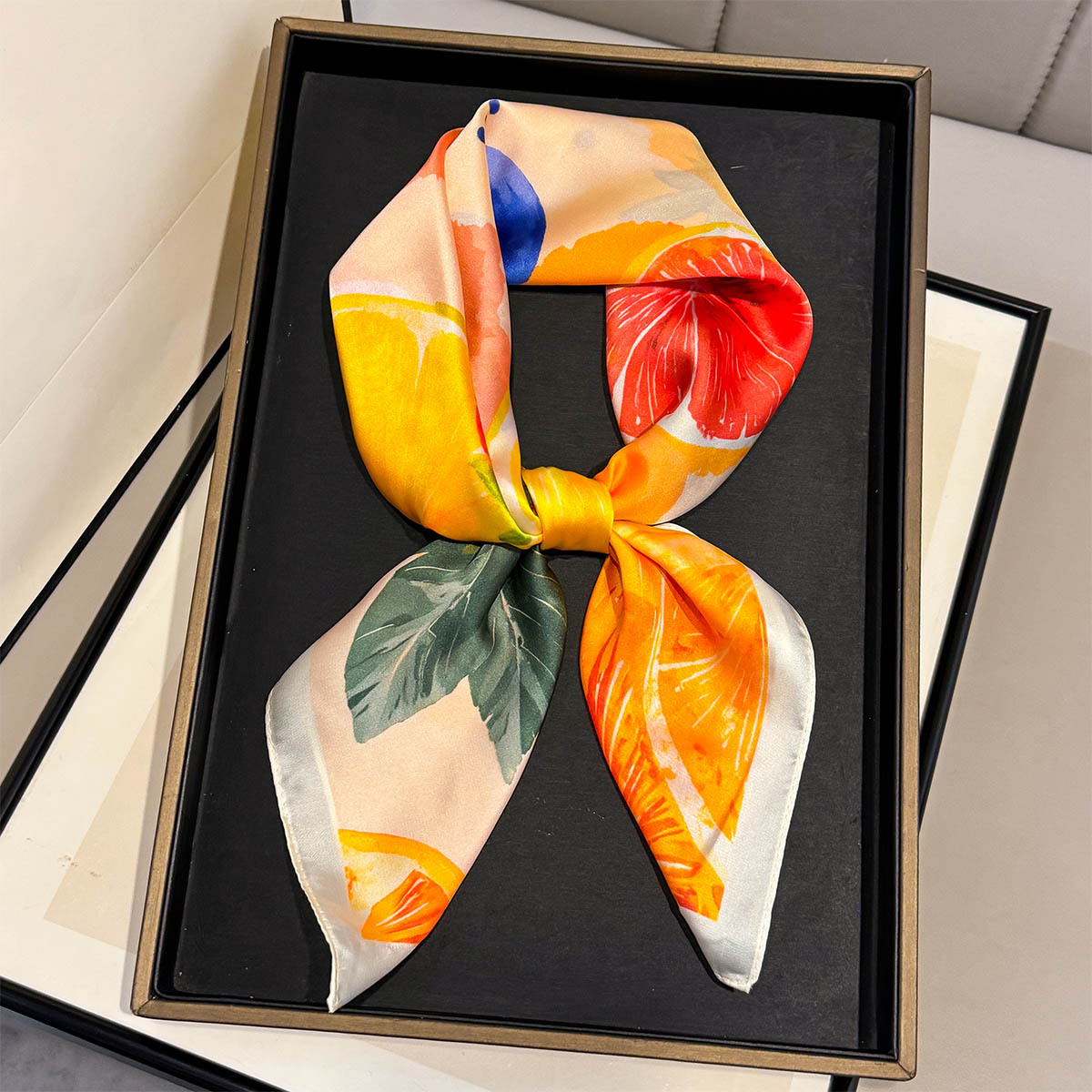 Fashion Lemon Fruit Pattern Sq - Scarf Silk Square 评论和价格
