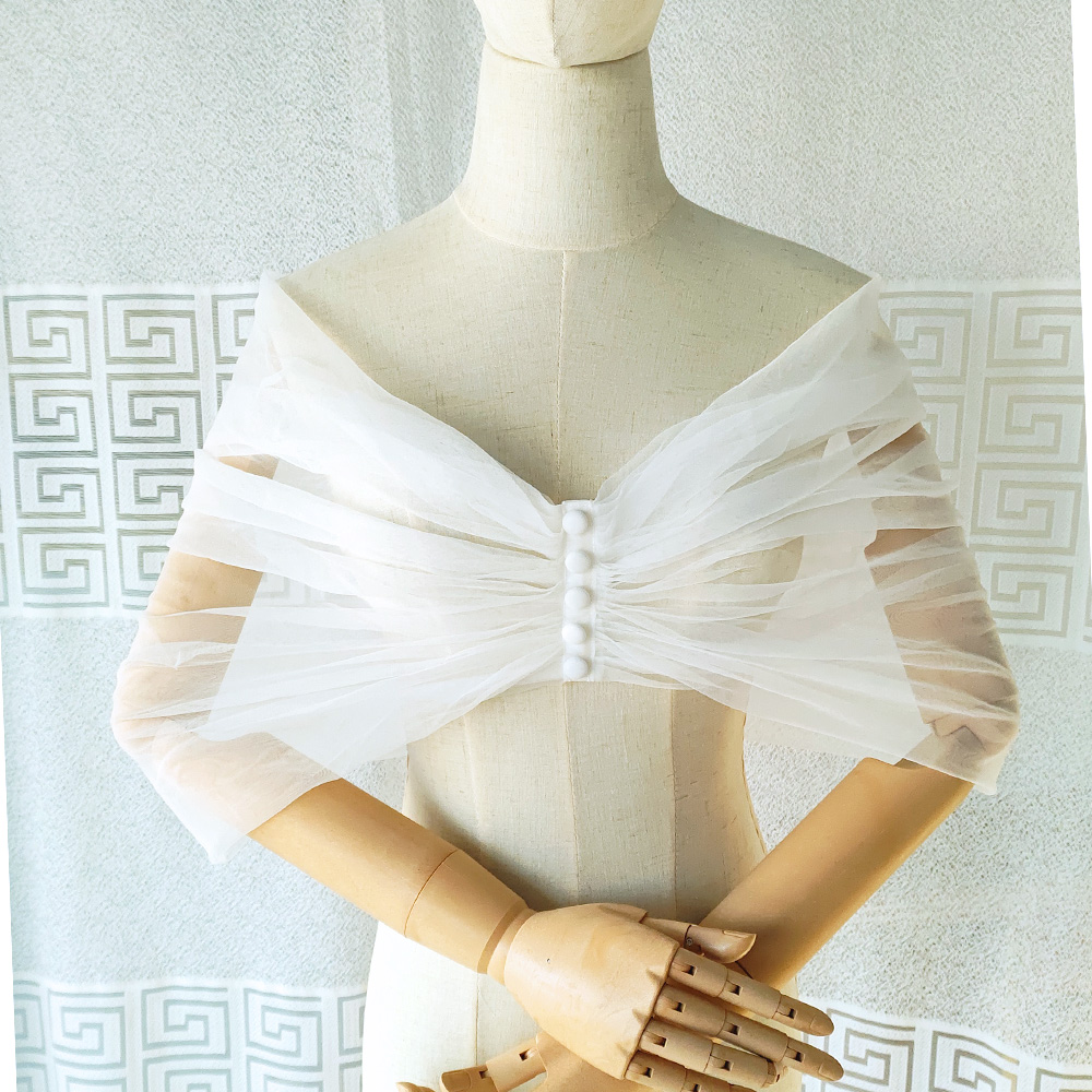 Women Pleated Tulle Sheer Wrap - Stole Wedding Shawl 评论和价格